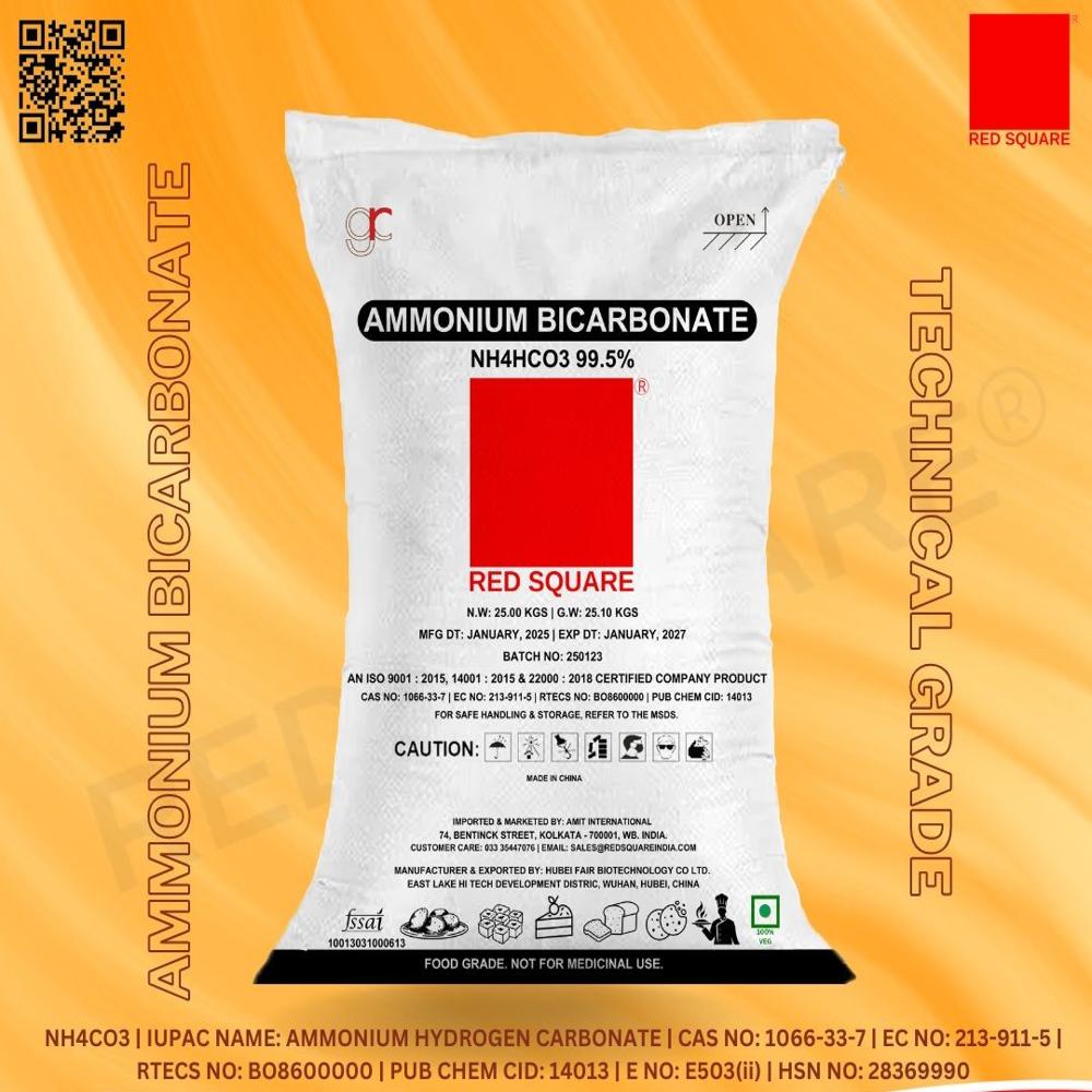 Ammonium Bicarbonate - Food Grade - Red Square - Cas No: 144