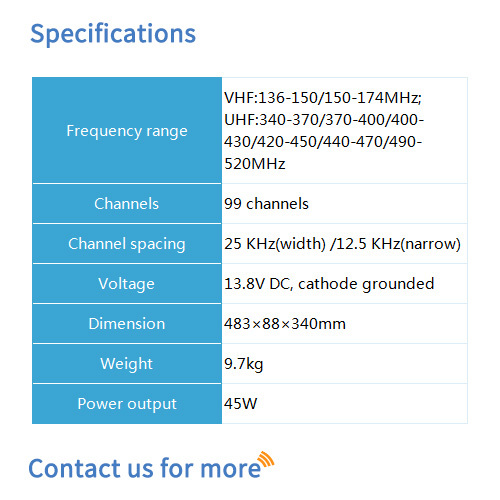 Bf-5000 Analog Repeater - Metal, 483x88x340mm | 45w Power, 99 Channels, Pc Programmable, Dual Modes, Voice Encryption