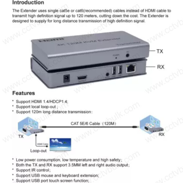 Metal Hdmi Kvm Extender 120m With Usb 1y
