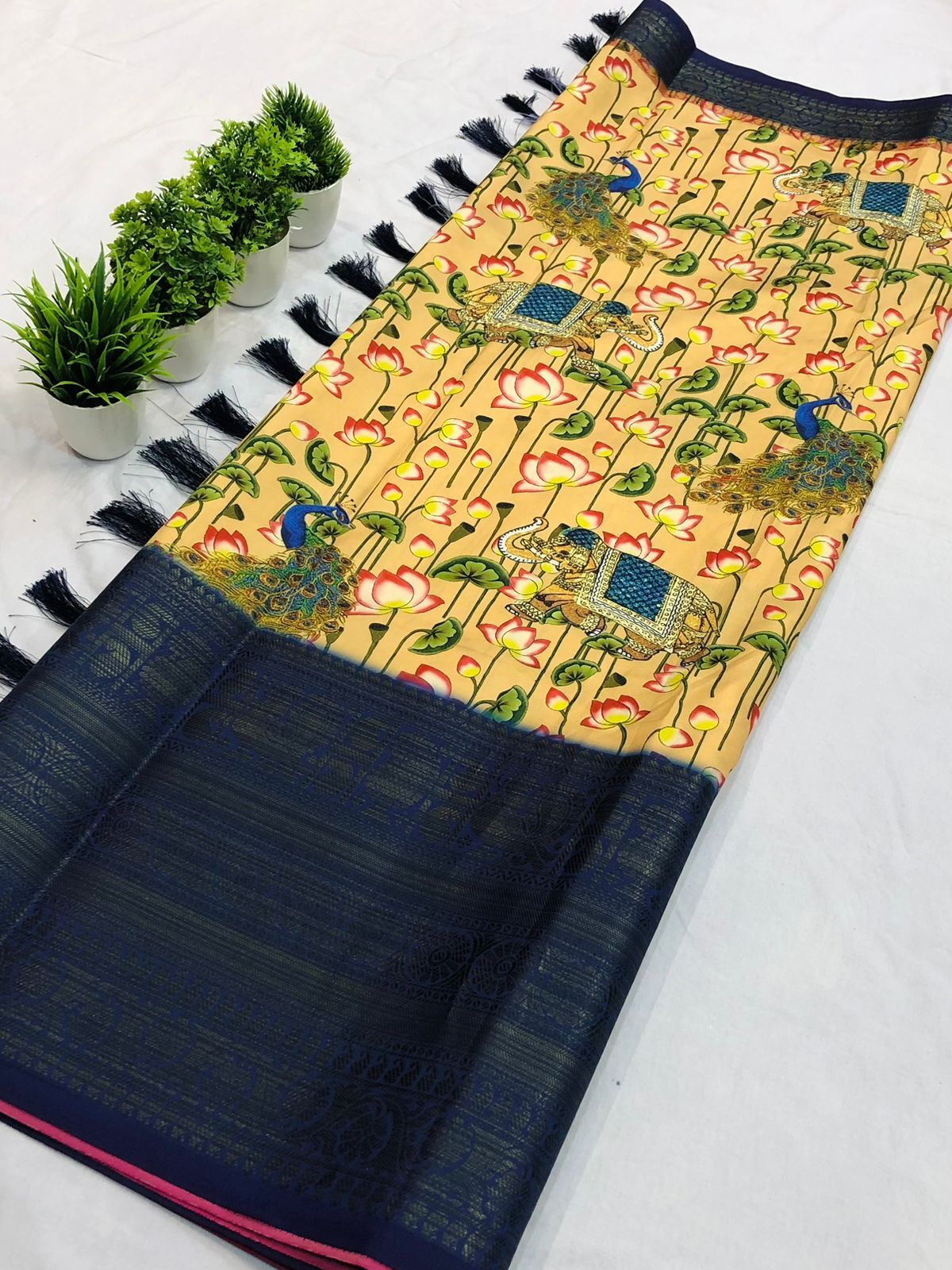 Beautiful Soft Banarasi Silk Kalamkari Sarees