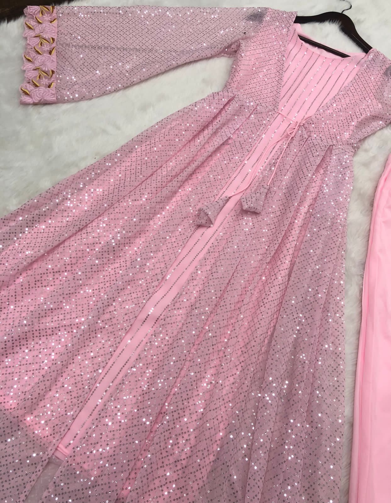 Women Fox Georgette With Embroidery Sequence Work Gown