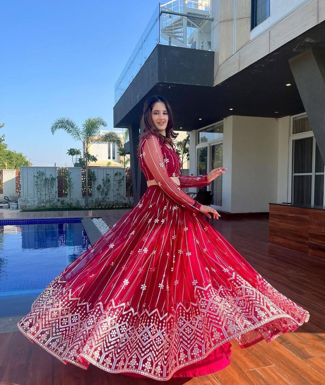 New Wedding Butterfly With Embroidery Lehenga Choli - Net Fabric, 54 Inches Length, Yellow Color, Customizable Size | Hand Embroidery, Intricate Design, Sequin Work, Comfortable Fit, Elegant Look