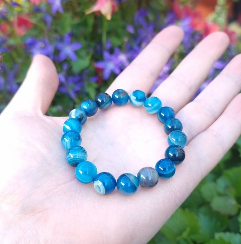 Blue Agate Bracelet - Shape: Round
