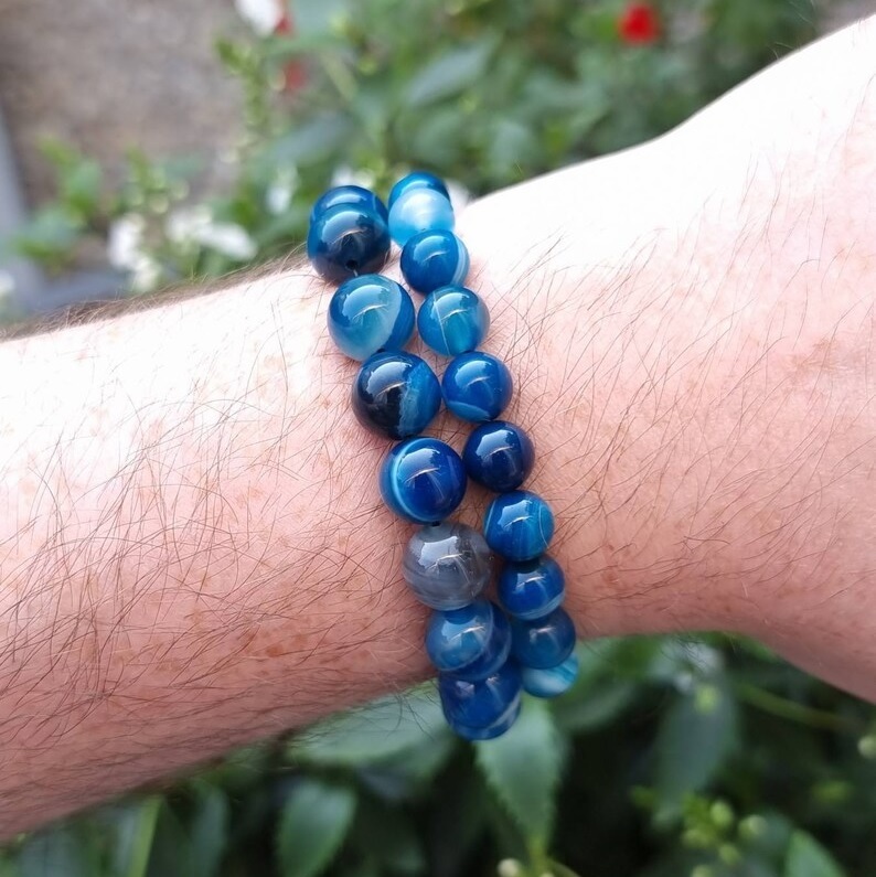 Blue Agate Bracelet - Shape: Round