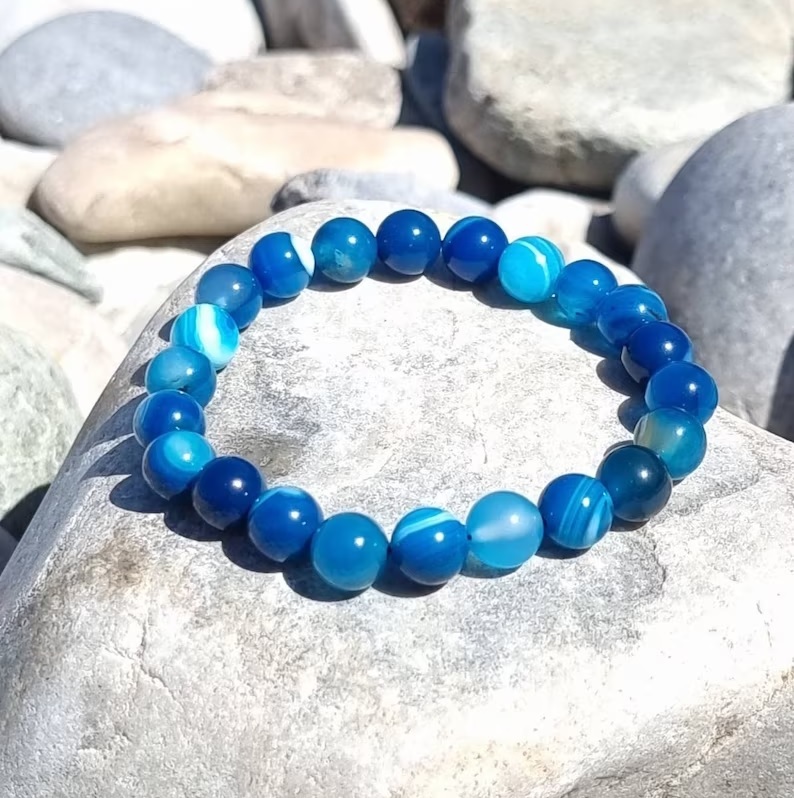 Blue Agate Bracelet - Shape: Round