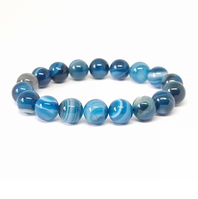 Blue Agate Bracelet - Shape: Round