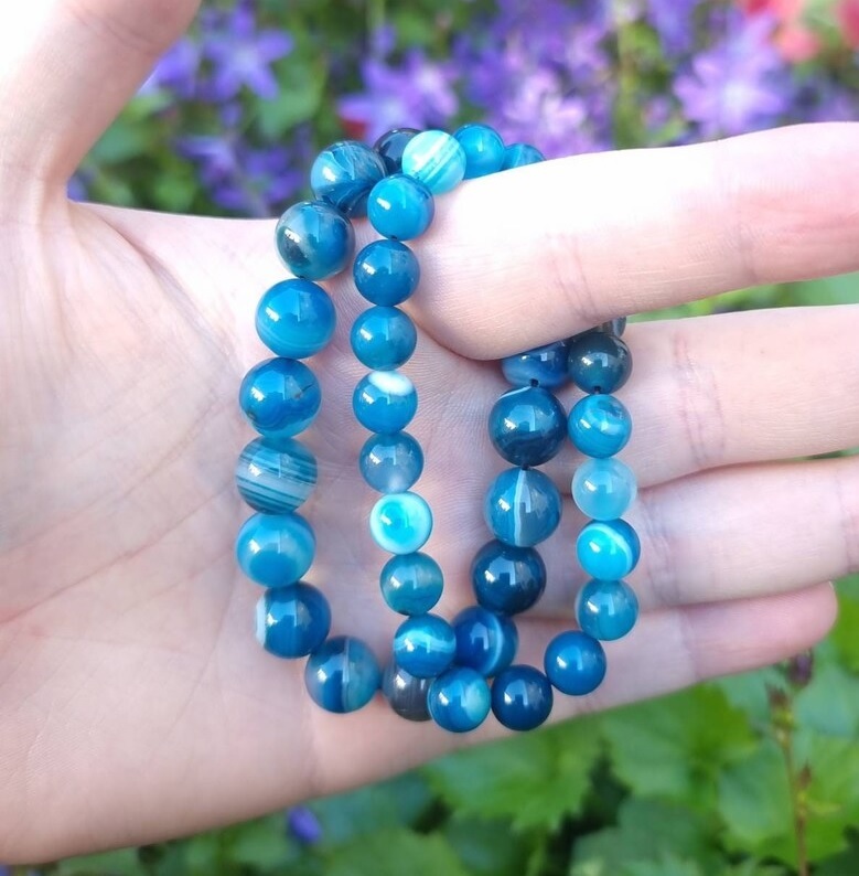 Blue Agate Bracelet - Shape: Round