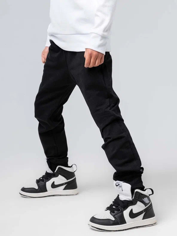 Joggers 6-414u - Cotton-lycra Blend, Semi-close Fit, Elastic Waist, Black Color | Soft Fabric, Durable, Easy Care, Cuffs, Pockets