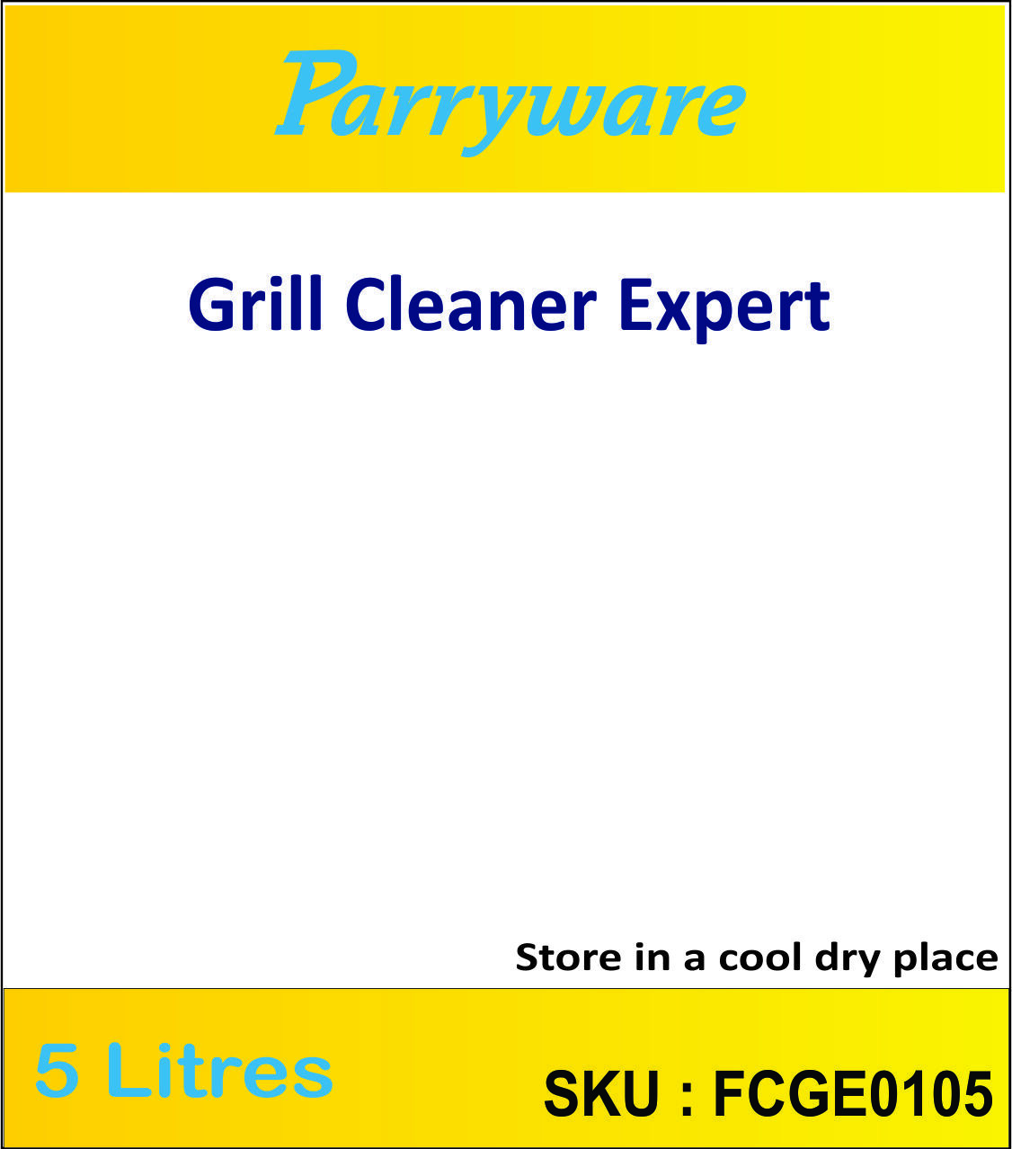 Yellow Parryware Grill Cleaner Expert 5l - Oven And Grill Cleaner Liquid