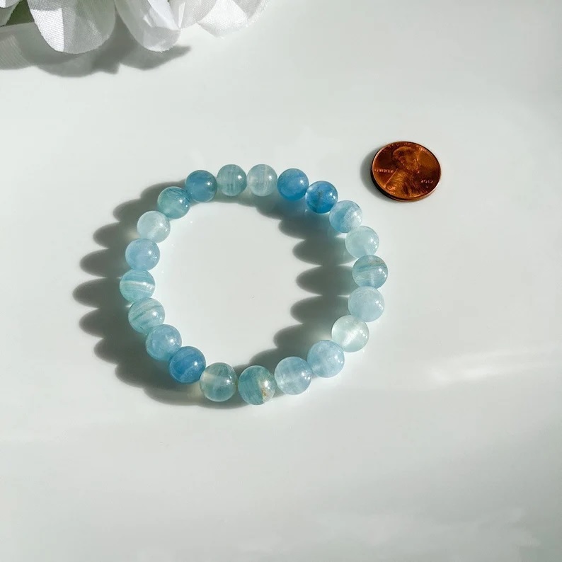 Blue Calcite Bracelet - Shape: Round