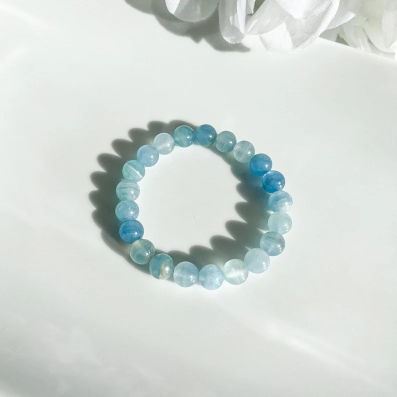 Blue Calcite Bracelet - Shape: Round