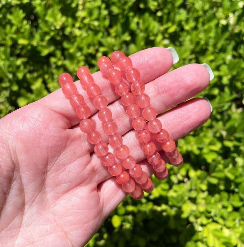 Cherry Quartz Bracelet - Shape: Round