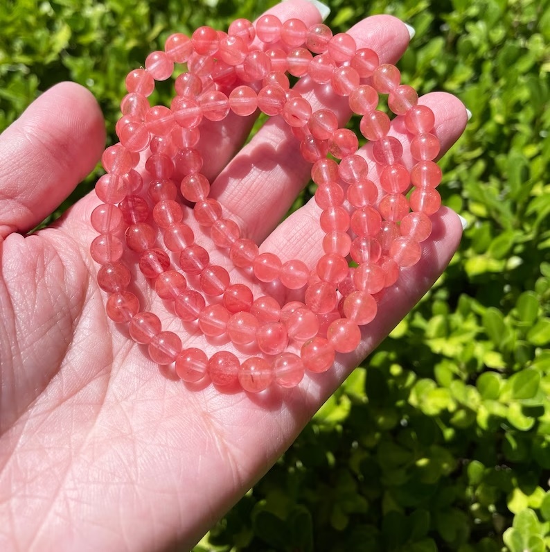 Cherry Quartz Bracelet - Shape: Round