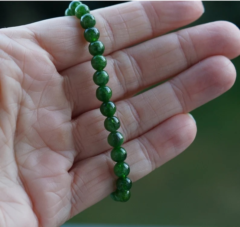 Chrome Diopside Bracelet - Shape: Round