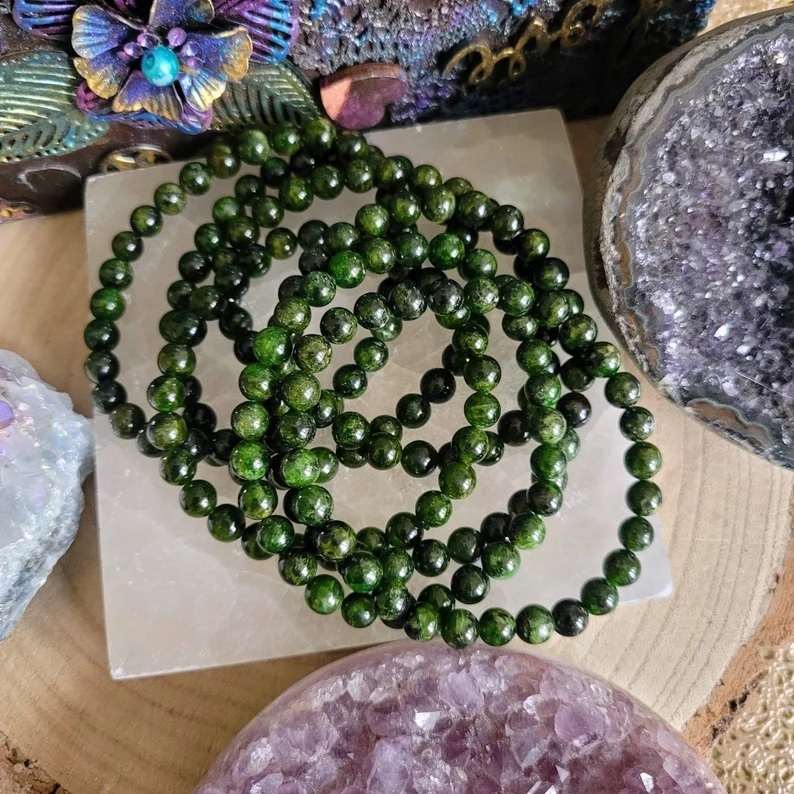 Chrome Diopside Bracelet - Shape: Round