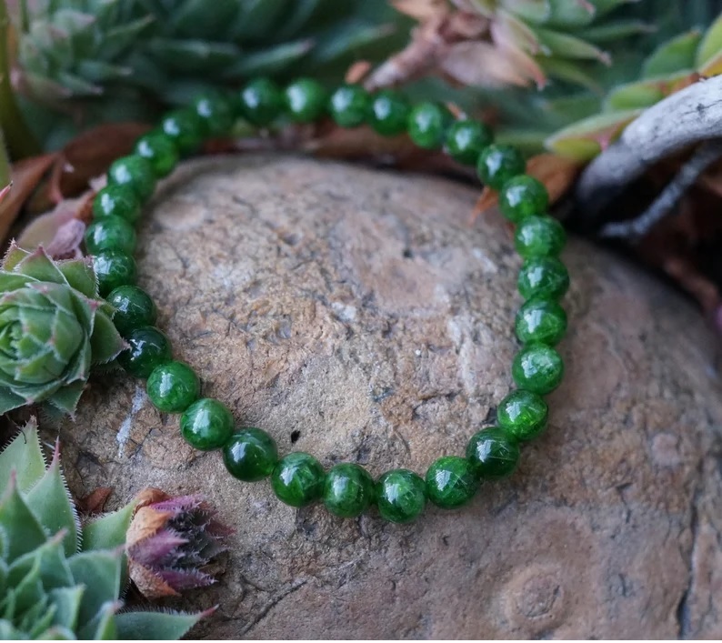 Chrome Diopside Bracelet - Shape: Round