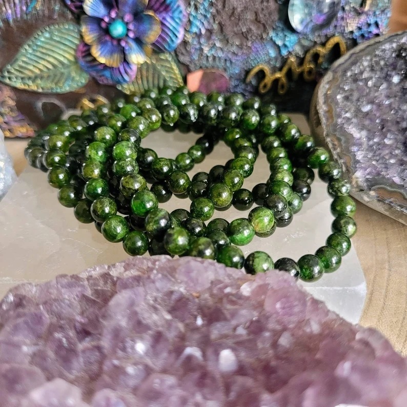 Chrome Diopside Bracelet - Shape: Round