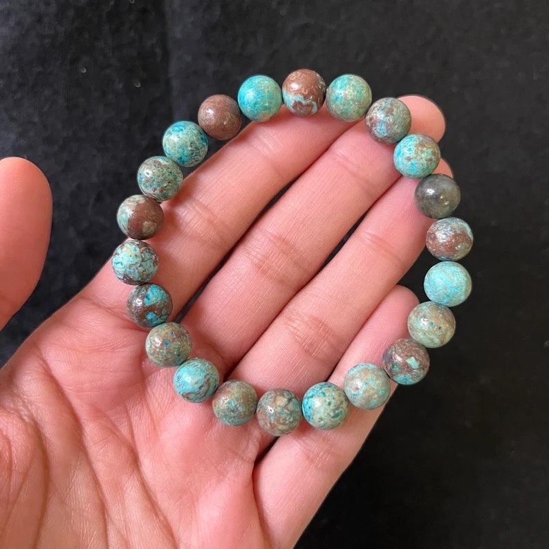Chrysocolla Bracelet - Shape: Round