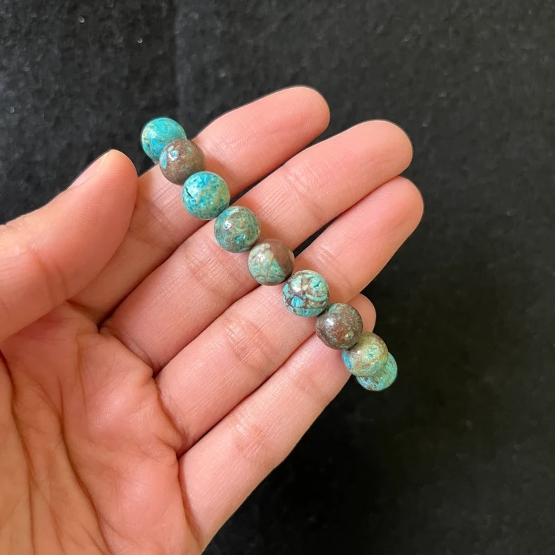Chrysocolla Bracelet - Shape: Round