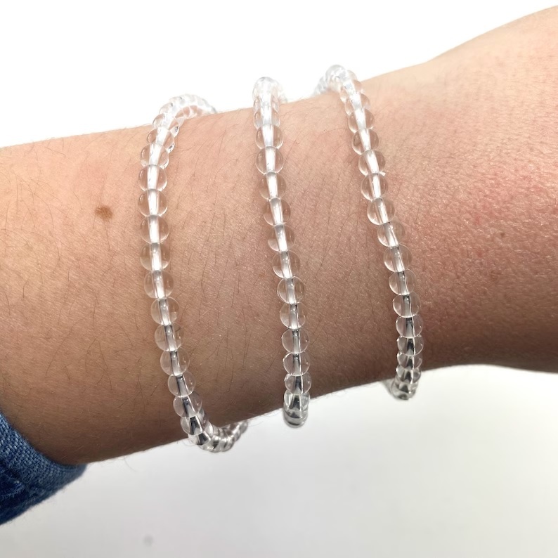 Coated Quartz Bracelet - Round Transparent Gemstone, Free Size Adjustable Bead Charm Jewelry For Healing Chakra