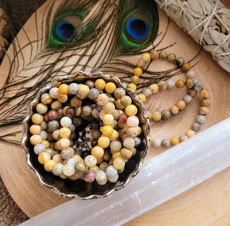 Crazy Lace Agate Adjustable Bracelet - Multi Round Natural Polished Gemstone, Handmade Chakra Healing Jewelry