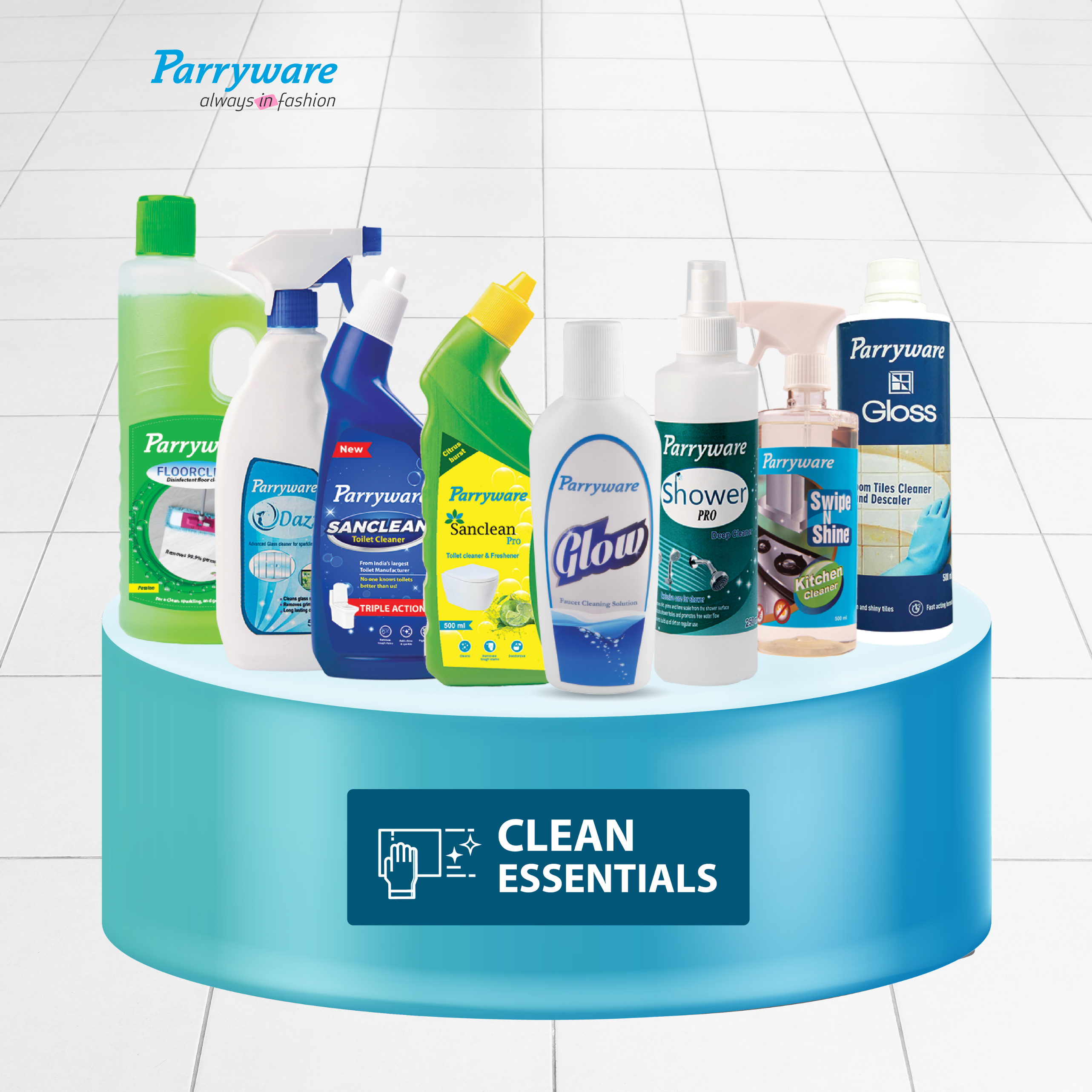 Gloss Tiles Cleaner And Descaler - Liquid, 500 Ml, Colourless | Manual Application For Commercial & Household Use, Effectively Removes Dirt And Lime Scale