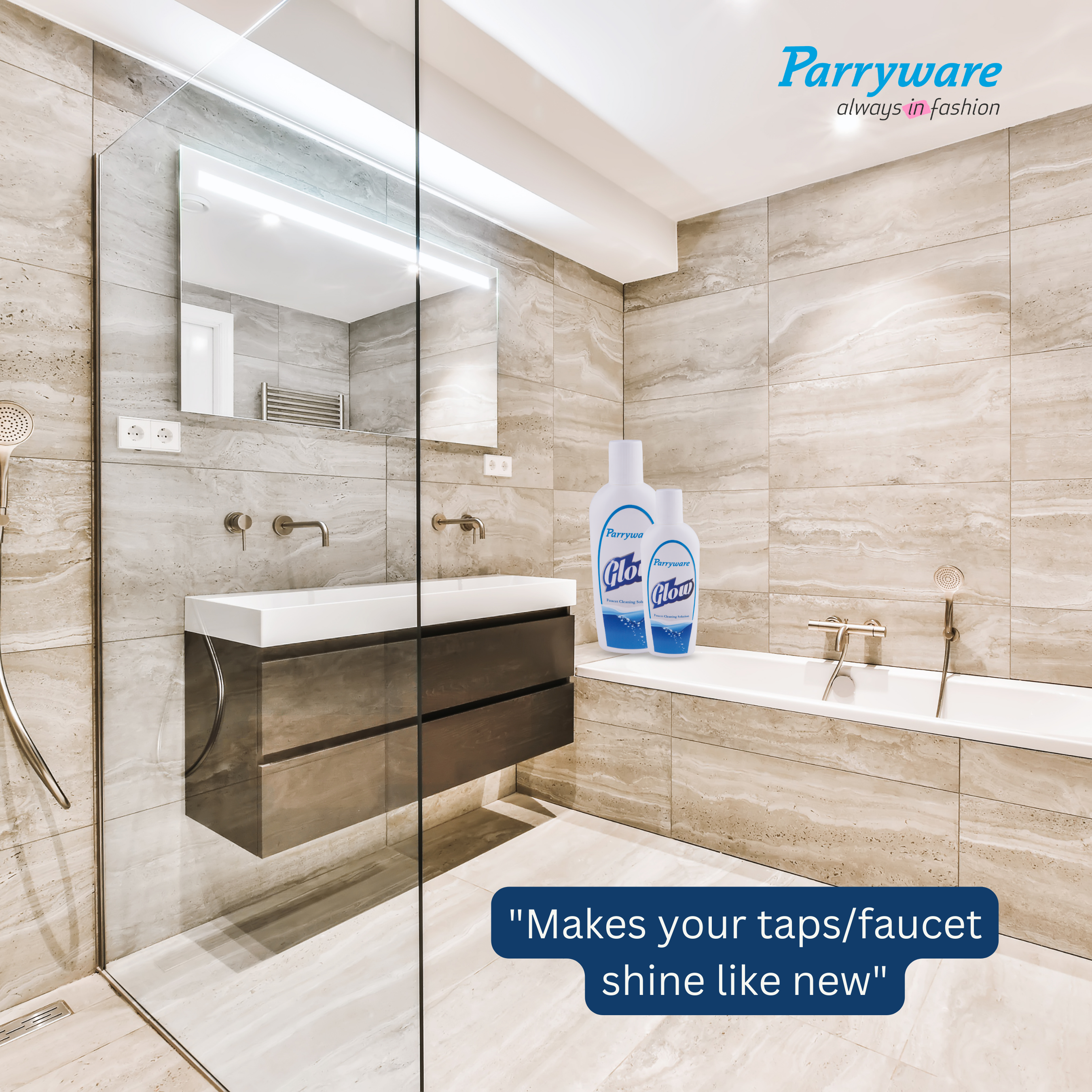 Parryware Glow Faucet Cleaning Solution 200 Ml - Colorless Liquid, Manual Application | Effectively Removes Tough Limescale Deposits, Surface Safe