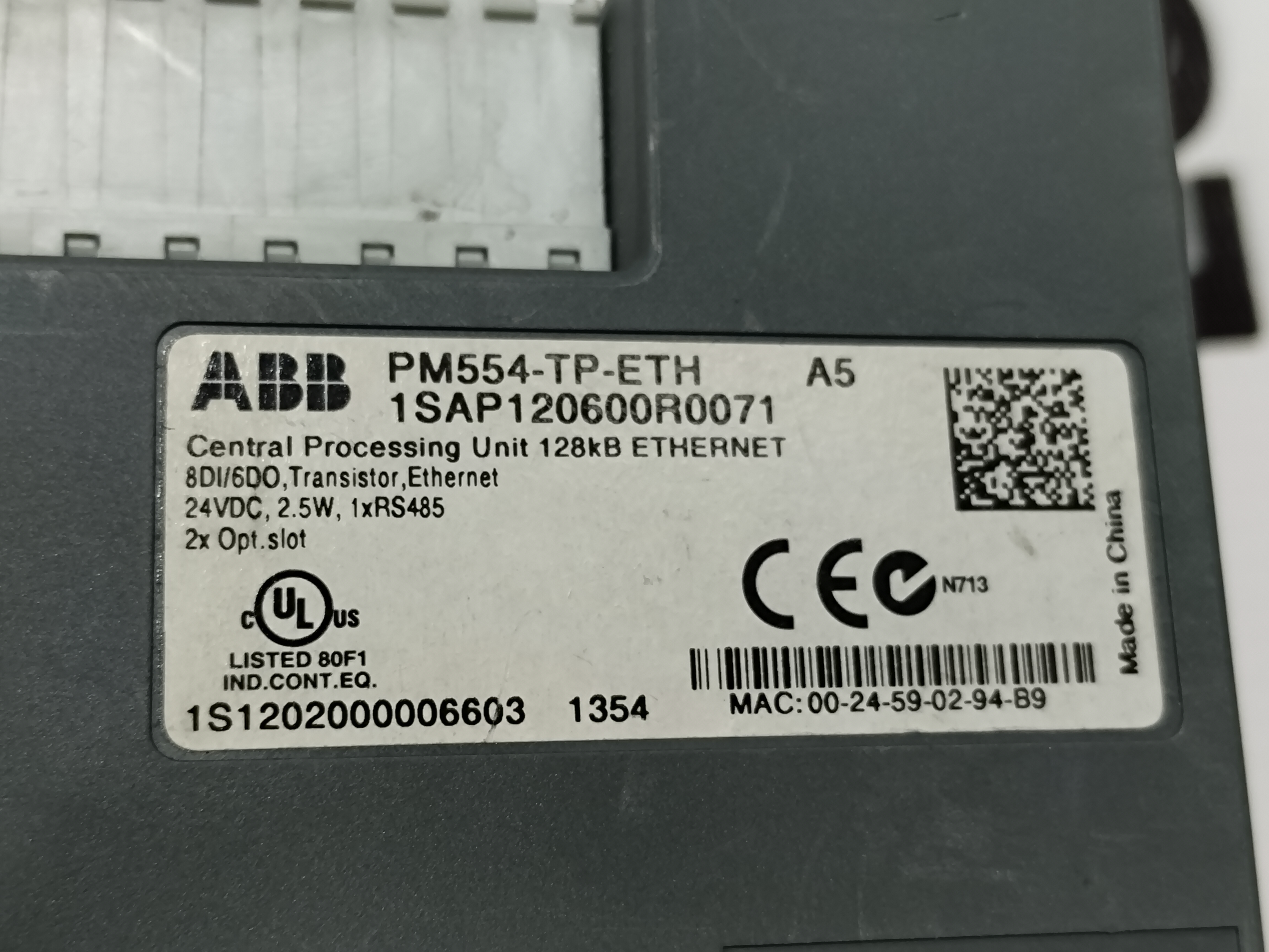 Abb Pm554-tp-eth A5 (1sap120600r0071) Plc Module