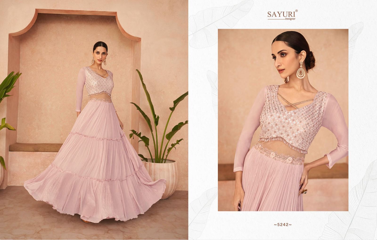 Trendy Gown - Real Georgette, Xl Size, Multicolor Embroidery | Full Sleeves, Breathable Fabric, Quick Dry, All Season Wear