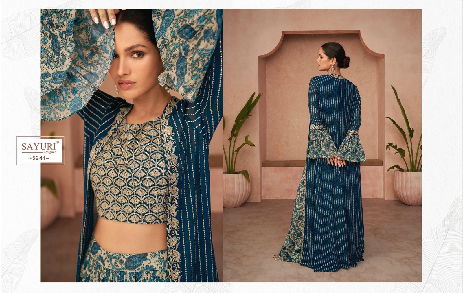 Trendy Gown - Real Georgette, Xl Size, Multicolor Embroidery | Full Sleeves, Breathable Fabric, Quick Dry, All Season Wear