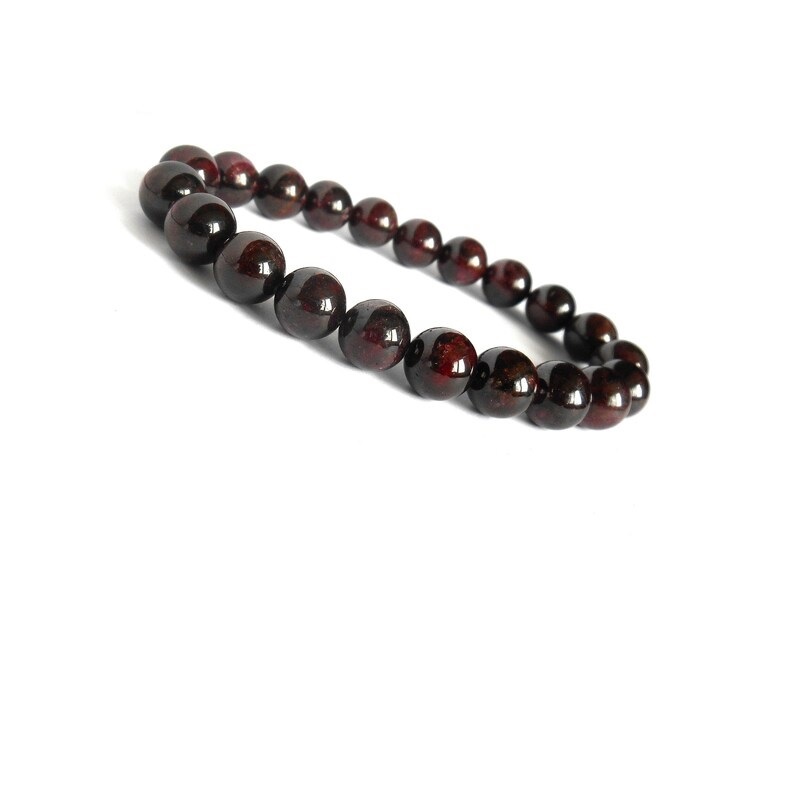 Garnet Bracelet - Natural Polished Round Gemstone, Adjustable Free Size, Red Color | Handmade Charm Jewelry For Chakra Healing