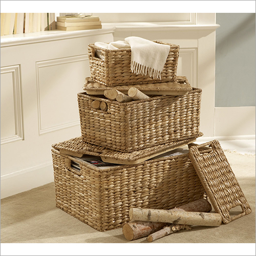 पर्यावरण के अनुकूल सवाना हैंडवॉवन सीग्रास लिडेड बास्केट