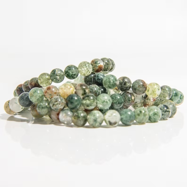 Green Garden Adjustable Bracelet - Free Size Round Green Polished Gemstone | Handmade Healing Chakra Charm Jewelry, Customizable Design