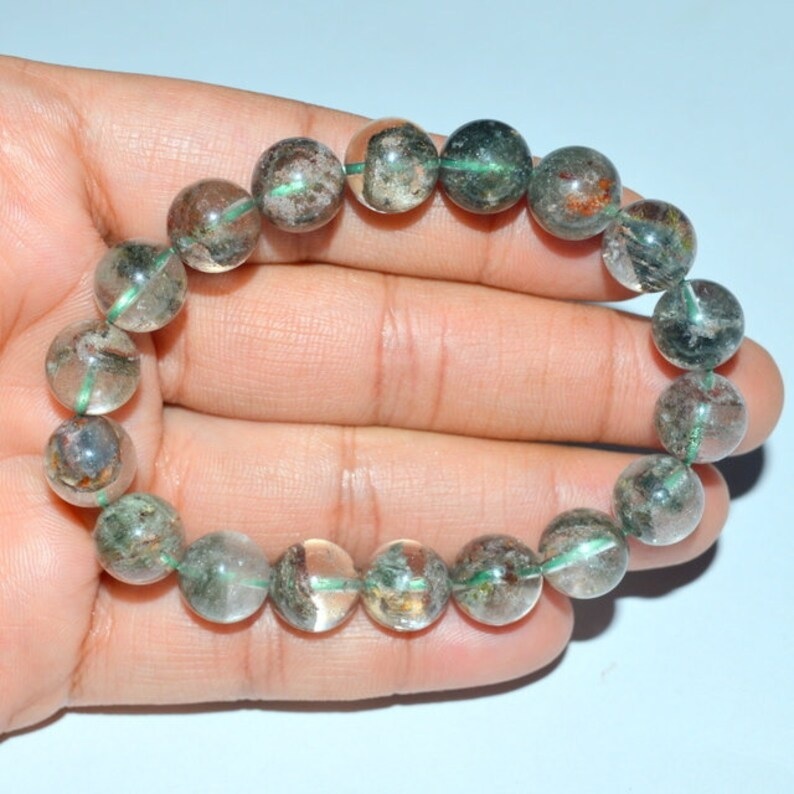 Green Garden Adjustable Bracelet - Free Size Round Green Polished Gemstone | Handmade Healing Chakra Charm Jewelry, Customizable Design