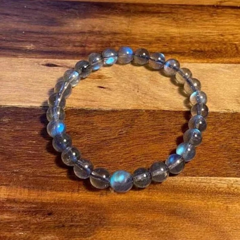 Labradorite Adjustable Bracelet - Brilliant Blue Round Gemstone | Handmade Healing Jewelry, Customizable Free Size