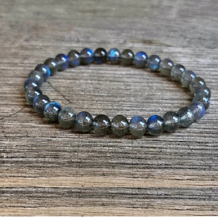 Labradorite Adjustable Bracelet - Brilliant Blue Round Gemstone | Handmade Healing Jewelry, Customizable Free Size