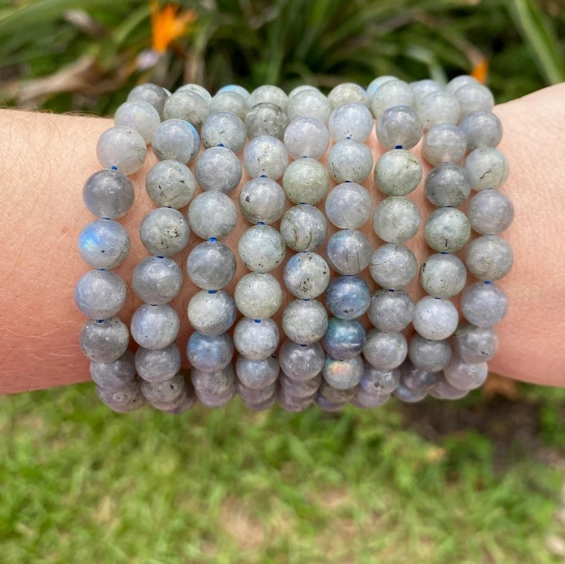 Labradorite Adjustable Bracelet - Brilliant Blue Round Gemstone | Handmade Healing Jewelry, Customizable Free Size