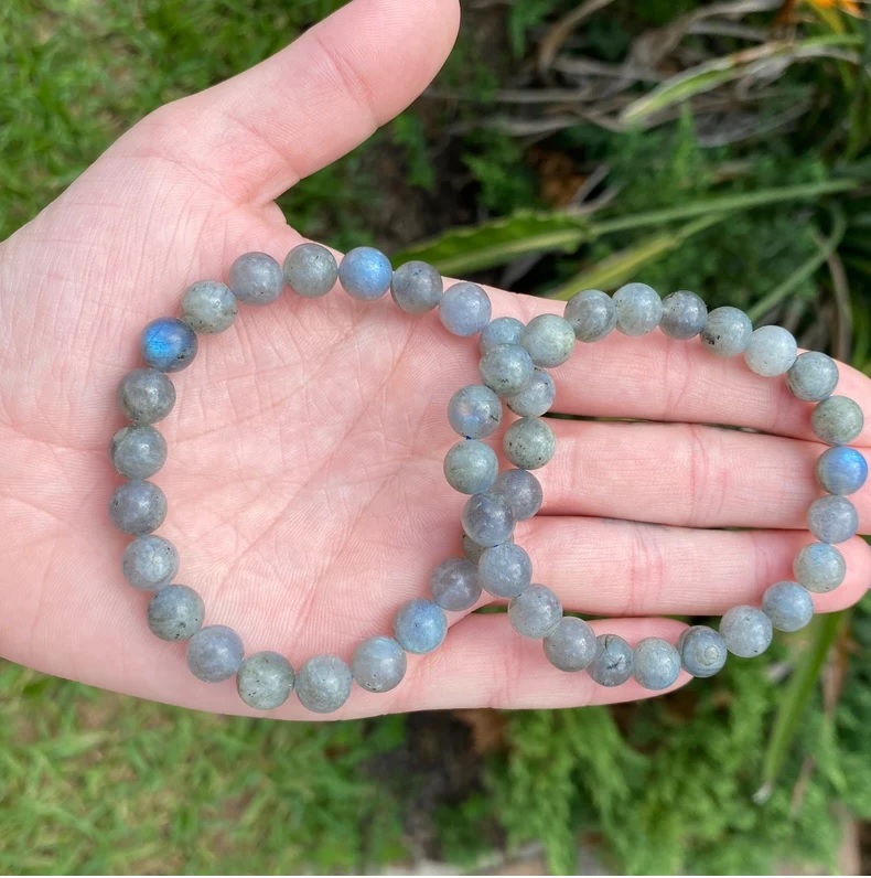 Labradorite Adjustable Bracelet - Brilliant Blue Round Gemstone | Handmade Healing Jewelry, Customizable Free Size