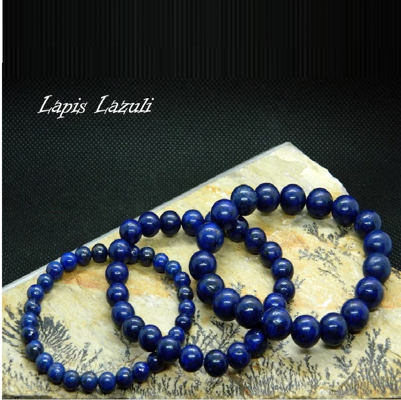 Lapis Lazuli Adjustable Bracelet - Natural Polished Gemstone, Free Size Blue Round Beaded Design | Handmade Healing Charm Jewelry
