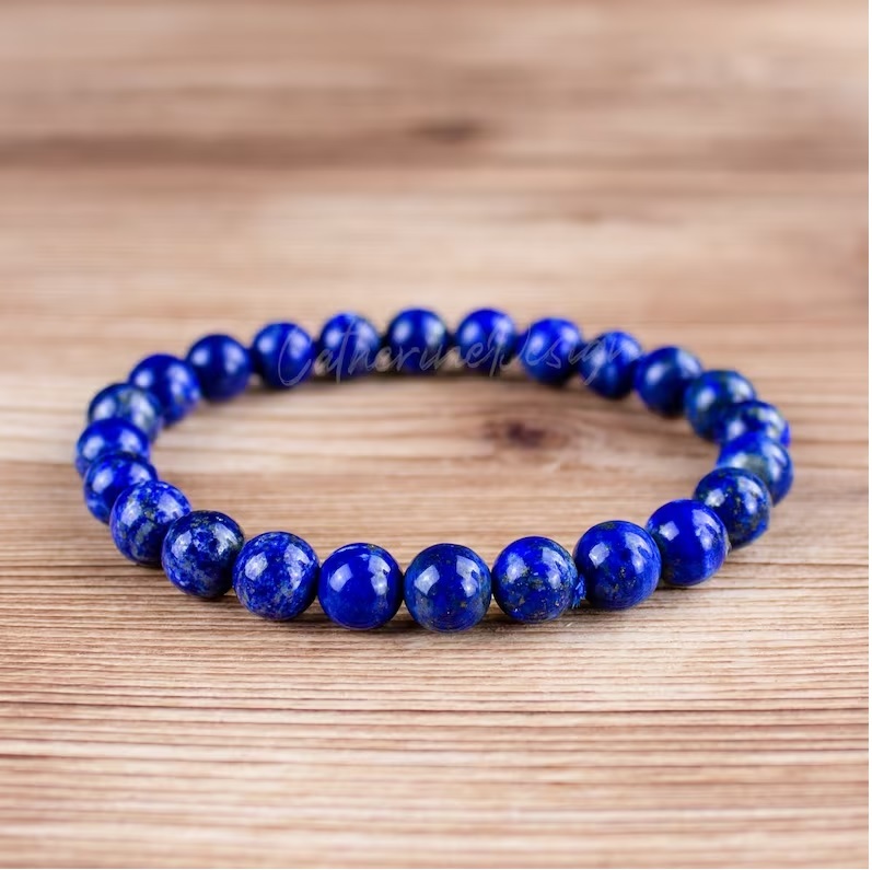 Lapis Lazuli Adjustable Bracelet - Natural Polished Gemstone, Free Size Blue Round Beaded Design | Handmade Healing Charm Jewelry