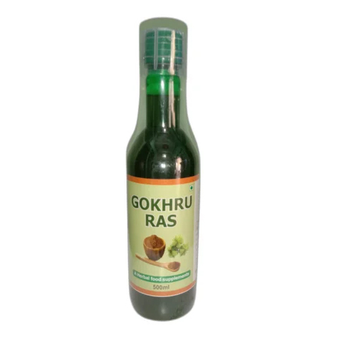 Gokhru Ras Juice - Herbal Blend, 18 Months Shelf Life | Store in Cool and Dry Place, Suggested Consumption Direction