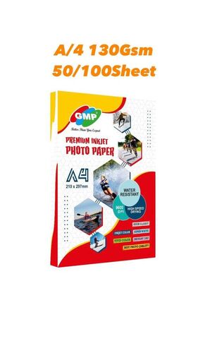 GMP 130gsm A4 Inkjet Photo Glossy Paper - 50 Sheets | High Gloss, Cast Coated, Instant Dry, Water Resistant, High Resolution Prints