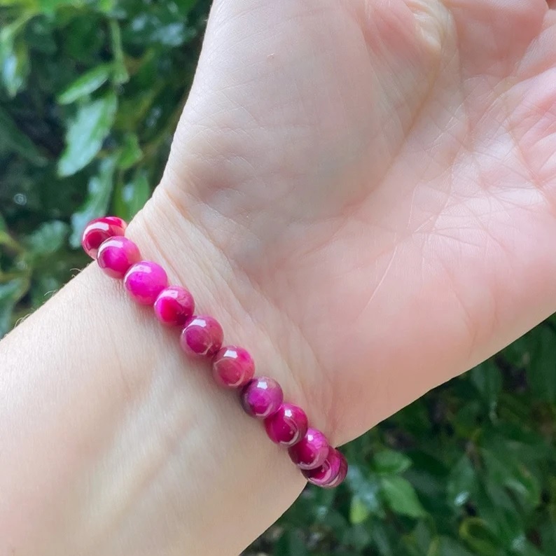 Pink Tiger Eye Bracelet - Shape: Round