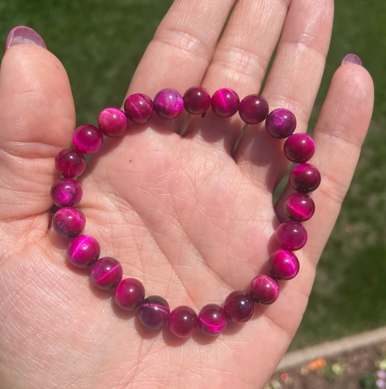 Pink Tiger Eye Bracelet - Shape: Round