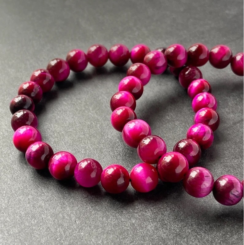 Pink Tiger Eye Bracelet - Shape: Round