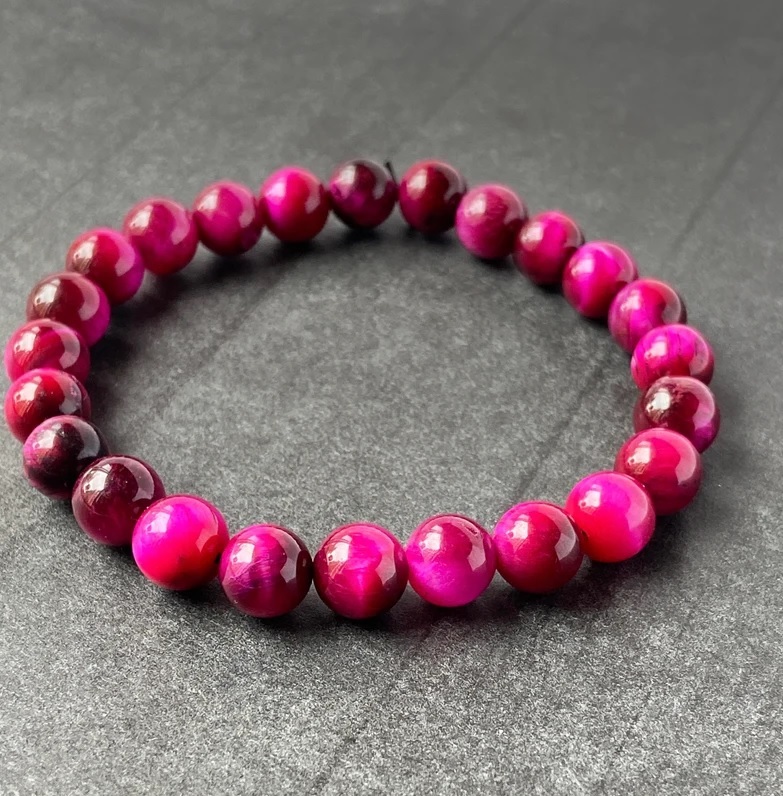 Pink Tiger Eye Bracelet - Shape: Round