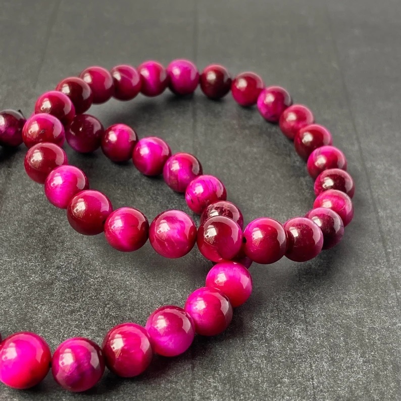 Pink Tiger Eye Bracelet - Shape: Round
