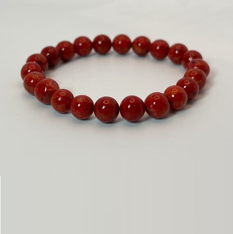 Red Jasper Adjustable Charm Bracelet - Natural Polished Gemstone, Round Shape, Free Size, Vibrant Red Color, Handmade For Healing Chakra Energy