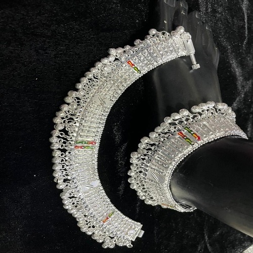 Imitation Dulhan Designer Anklet - Silver Material, Customized Size | Elegant Design for Women, Crafted with High-Quality Materials, Unique Aesthetic
