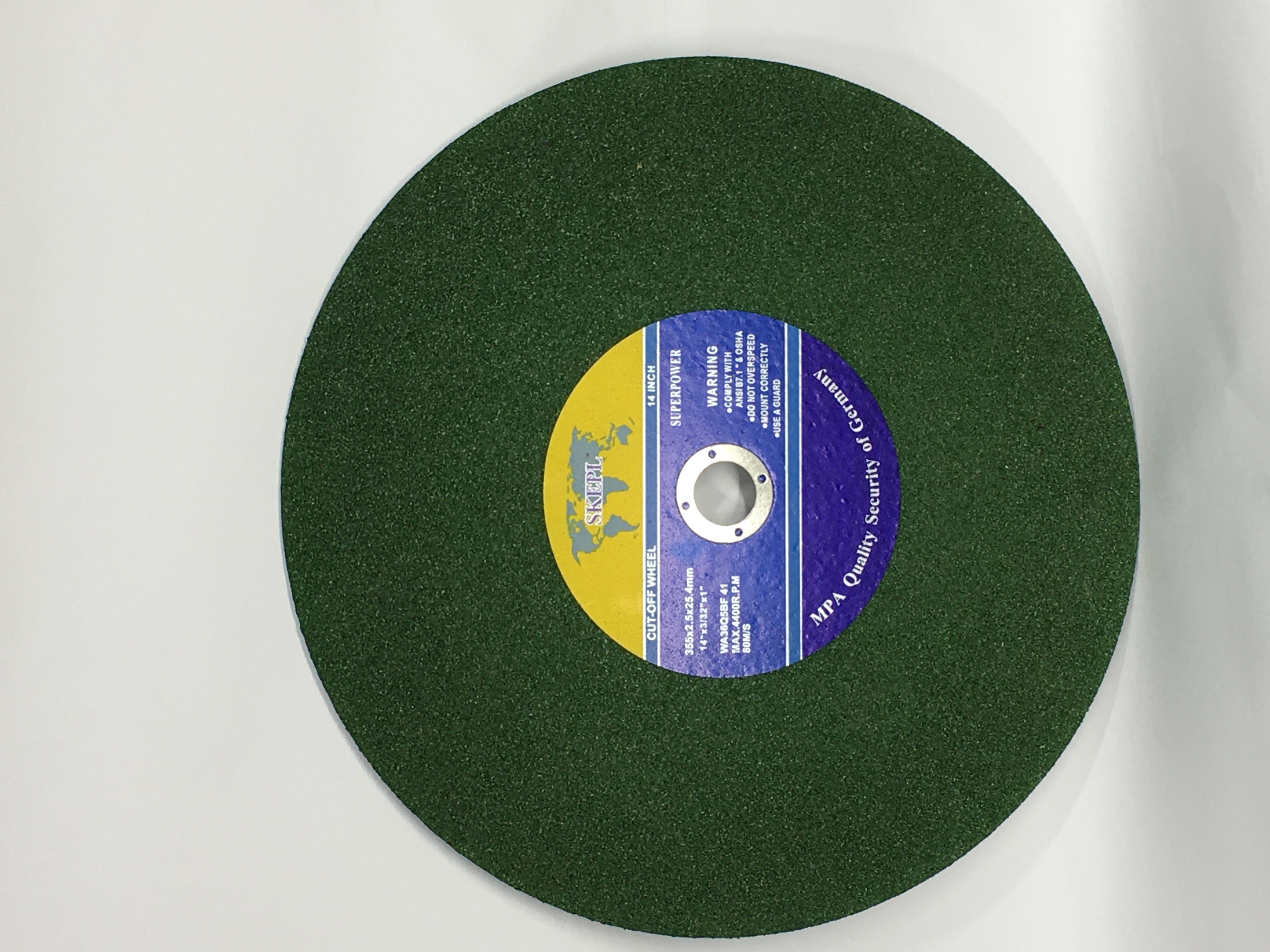 Skepl 14-inch Cutting Wheel - High Speed Steel, 355x2.5 Mm, Available In Green, Red, Black, Brown | 4400 Rpm, 80 Mm Cutting Accuracy, Premium Aluminium Oxide Grains